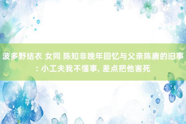 波多野结衣 女同 陈知非晚年回忆与父亲陈赓的旧事: 小工夫我不懂事, 差点把他害死