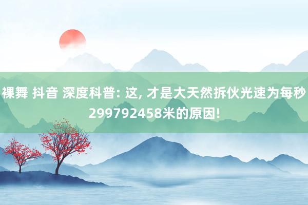 裸舞 抖音 深度科普: 这, 才是大天然拆伙光速为每秒299792458米的原因!