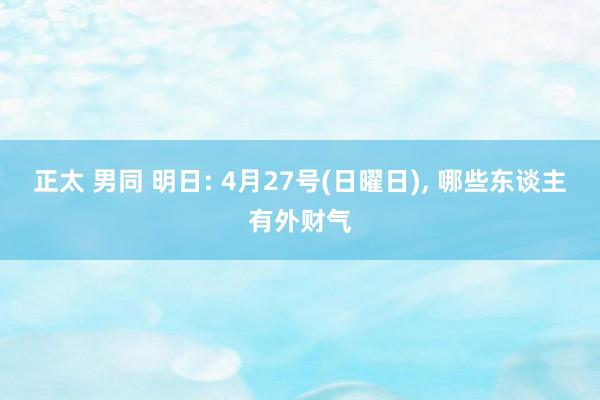 正太 男同 明日: 4月27号(日曜日), 哪些东谈主有外财气